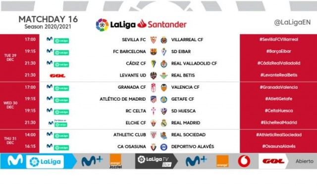 Elche y Real Madrid despedirán el año jugando la noche del miércoles 30 en el Martínez Valero