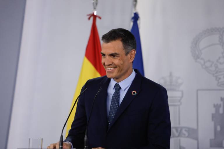 Pedro Sánchez durante una comparecencia. Foto: POOL/ R. Rubio. EP - 