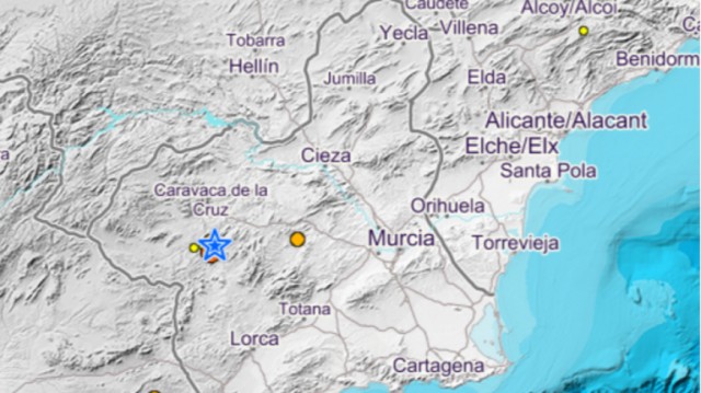 Un terremoto de 3,9 grados despierta a los vecinos de Caravaca esta madrugada
