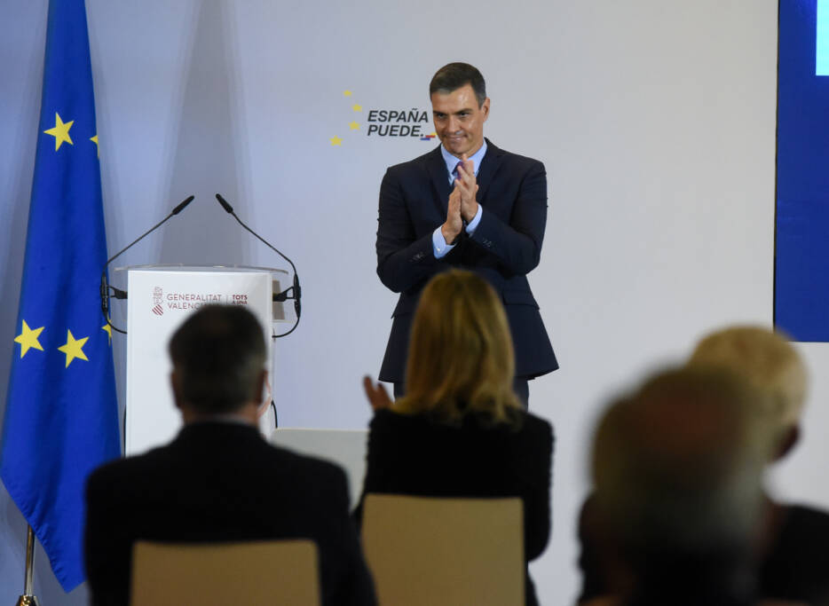 Pedro Sánchez este jueves en València. Foto: EDUARDO MANZANA - 