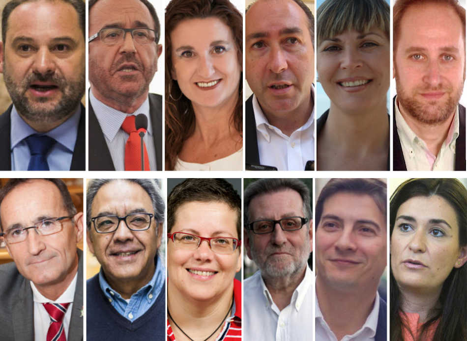 Ábalos, Perelló, Caballero, Soler, Ros, Cano, Nofuentes, Mata, Isabel García, Ros, Rafa García y Montón - 