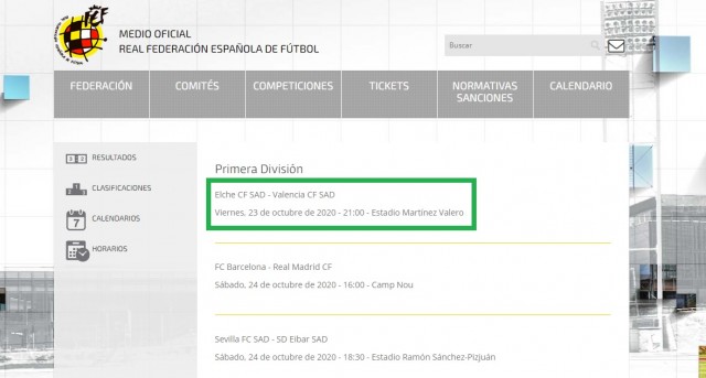 La RFEF 'da por bueno' el horario del Elche-Valencia