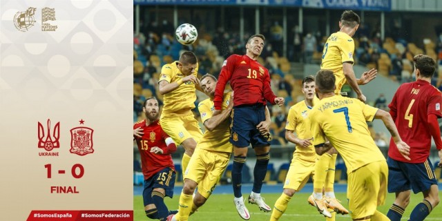 España encaja en Kiev su primera derrota en la Liga de Naciones (1-0)