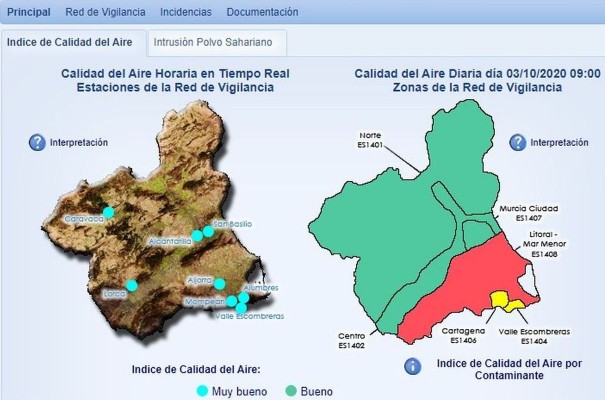 El alto nivel de partículas en suspensión activa el nivel preventivo en La Aljorra y Alumbres