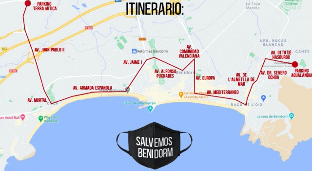 Los empresarios turísticos de Benidorm se unen en una manifestación en coche el 29 de septiembre