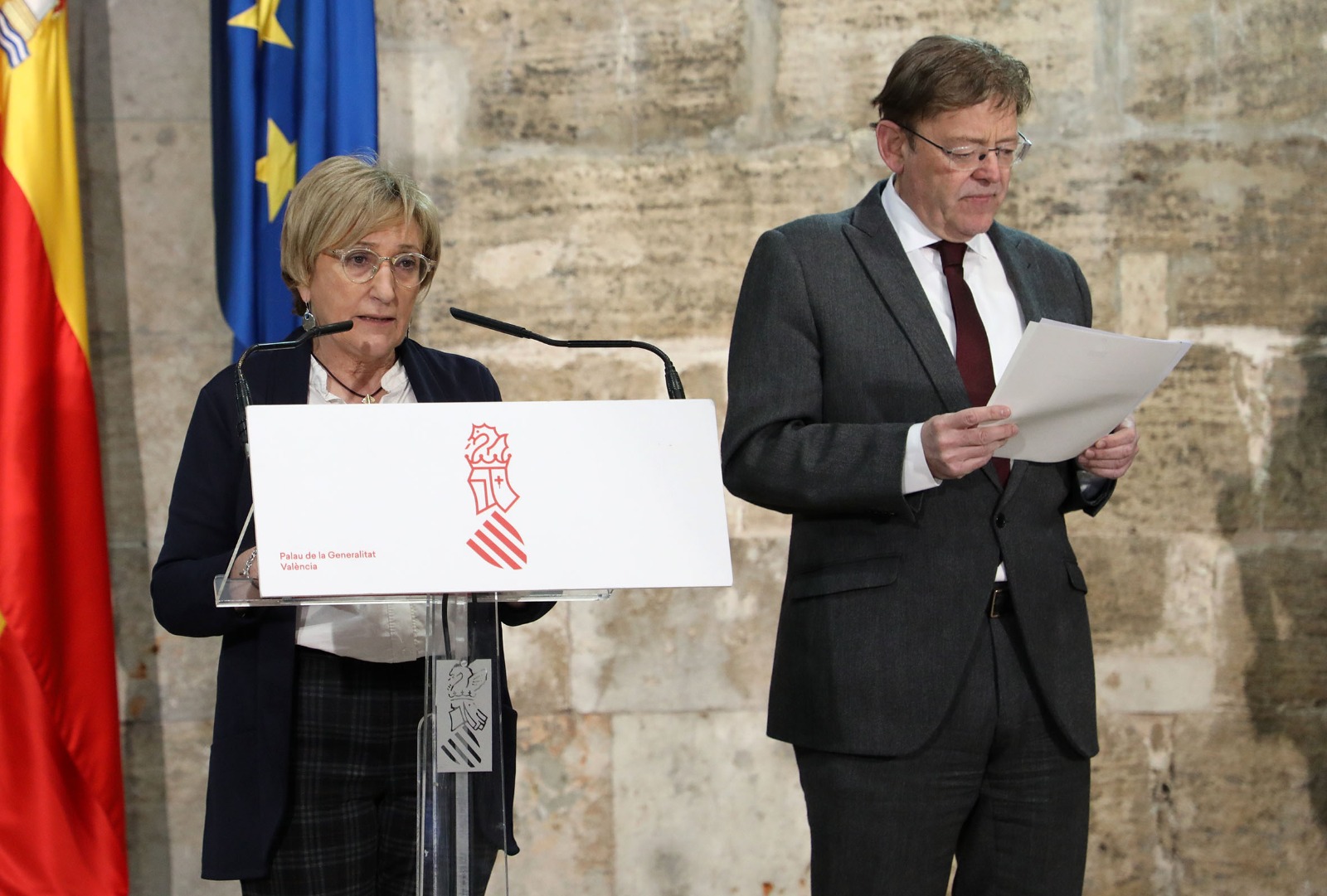 La consellera de Sanidad, Ana Barceló, y el presidente de la Generalitat, Ximo Puig. Foto: GVA - 