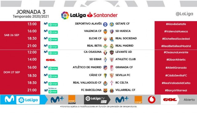 La Liga cambia los partidos del lunes y viernes de la tercera jornada y ya espera vista judicial