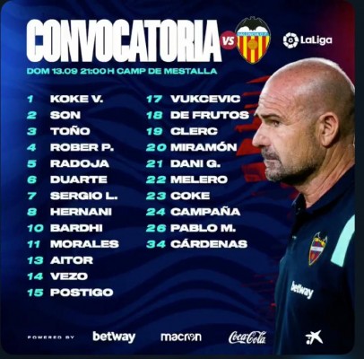 Vezo entra en la lista del Levante para el derbi de Mestalla