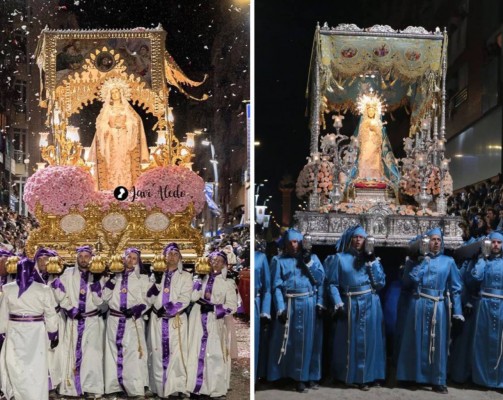 Los Pasos Blanco y Azul de Lorca conmemoran el 23 aniversario de la coronación canónica de sus vírgenes