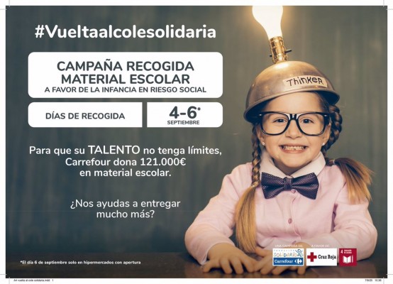 28 hipermercados participan en 'La Vuelta al Cole Solidaria' de Carrefour y Cruz Roja
