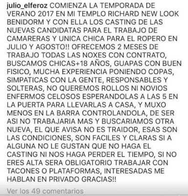 El Observatorio de la Mujer analiza el anuncio que busca camareras sin novios en Benidorm