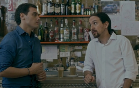 Albert Rivera y Pablo Iglesias, en su encuentro en el programa 'Salvados'. - 