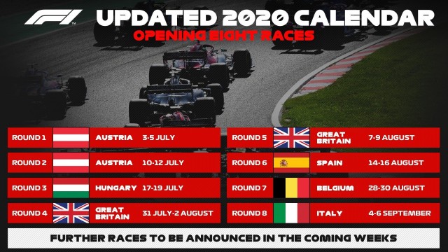 Ocho carreras por Europa, calendario provisional de la F-1 a falta de nuevas confirmaciones
