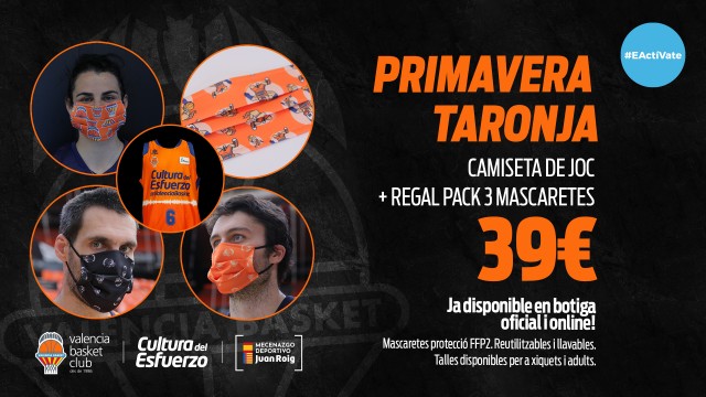 Valencia Basket regalará un pack de tres mascarillas con la compra de una camiseta de juego