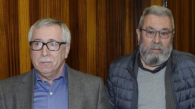 Los secretarios generales de UGT y CCOO, Cándido Méndez e Ignacio Fernández Toxo (FOTO:EFE) - 