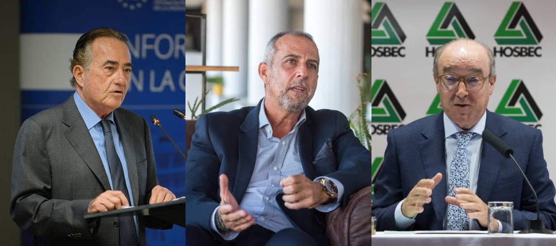 Juan Riera (Cámara), Perfecto Palacio (CEV) y Toni Mayor (Hosbec). Foto: AP - 