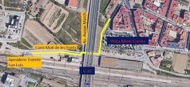 València reurbanizará el entorno de la estación Font de Sant Lluís y lo conectará con la Fonteta