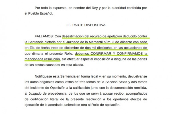 La Audiencia Provincial de Alicante ratifica como fortuito el concurso de acreedores del Elche