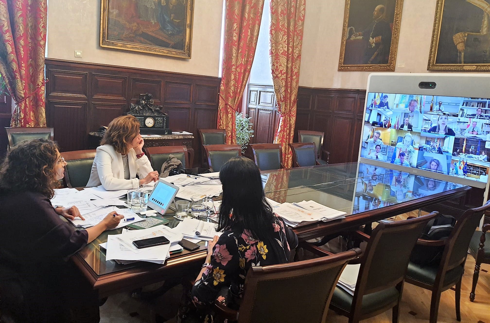 La ministra Montero, durante la videoconferencia. Foto: MINISTERIO DE HACIENDA - 