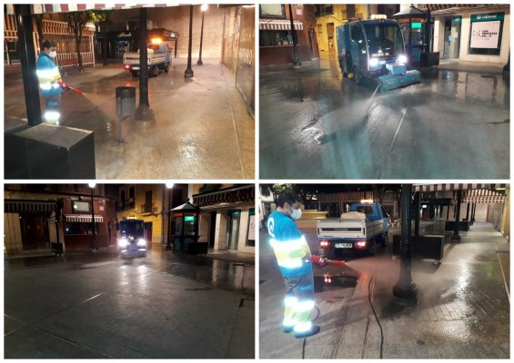 La nueva vida nocturna de Gran Vía: desinfección y limpieza