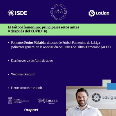 Pedro Malabia analizará los retos del fútbol femenino ante la Covid-19 en el webinar de ISDE
