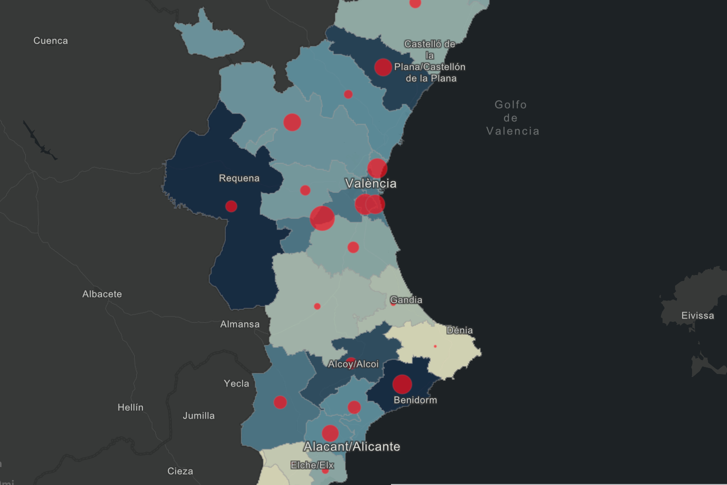 Radiografía del coronavirus en la Comunitat: Alcoy, el área con más fallecidos
