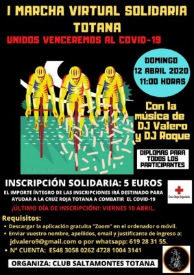 El CC Saltamontes de Totana organiza para el domingo la I Marcha Virtual contra el COVID19