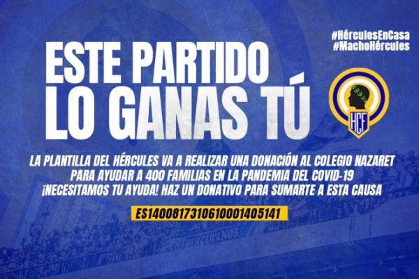 El Hércules inicia una campaña solidaria en favor de niños afectados por COVID-19