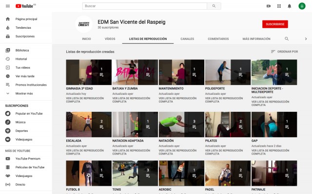 Las Escuelas Deportivas de San Vicente habilitan clases 'online' para entrenar en casa