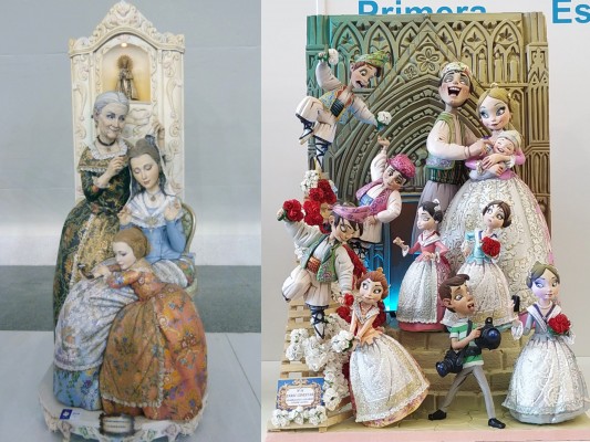 La falla Almirante Cadarso-Conde de Altea hace doblete de 'ninots indultats'