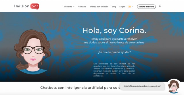 Corina: el chatbot diseñado por 1MillionBot para atender dudas sobre el coronavirus