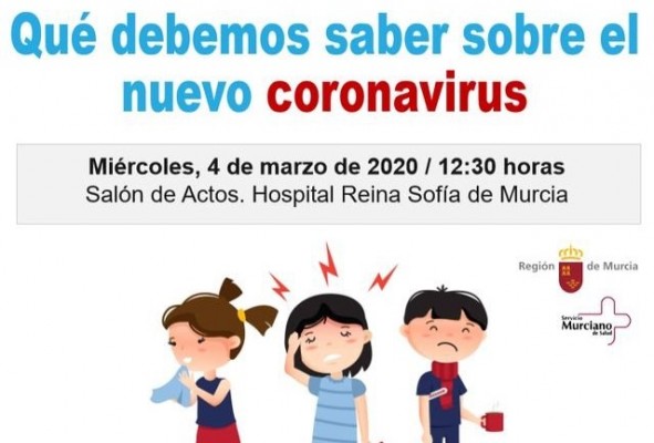 Charla y coloquio sobre el coronavirus en el hospital Reina Sofía de Murcia