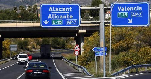 El tráfico por la AP7 entre Alicante y Valencia aumentó un 119% en enero
