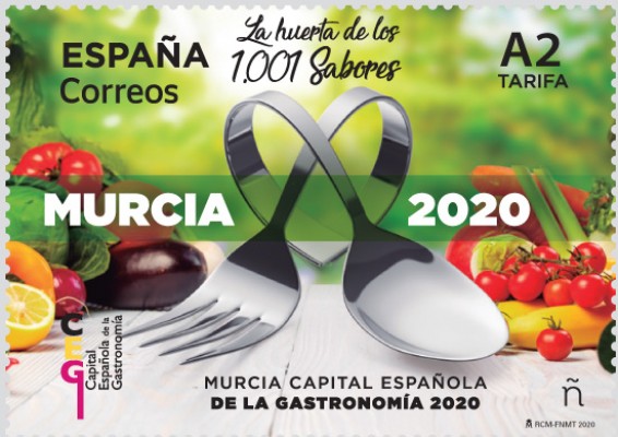 Un tenedor y una cuchara en 160.000 sellos promocionarán 'Murcia, capital de la gastronomía'  