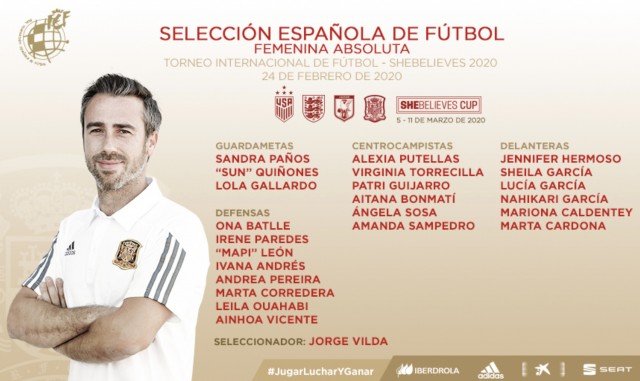 Sandra Paños, Ivana Andrés, Ona Batllé y Corredera en la lista de España para disputar la SheBelieves
