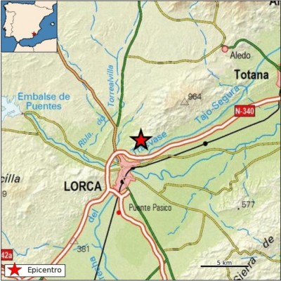 Un terremoto de 2,3 grados sacude Lorca