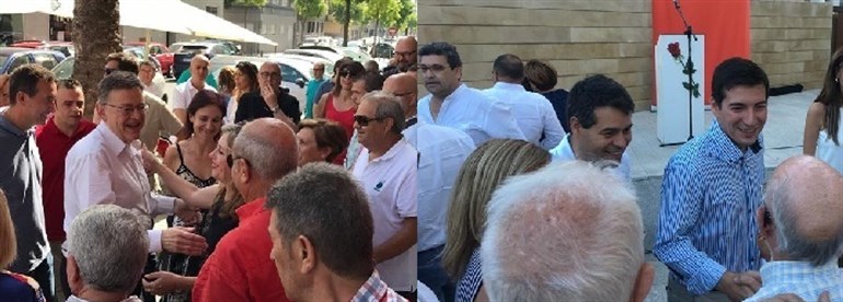Ximo Puig y Rafa García, en sendos actos de campaña. - 
