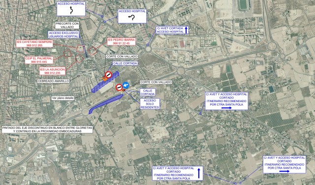 Pavasal construirá un aliviadero en Elche: habrá cortes de tráfico en el
Camino Viejo de Santa Pola y el Hospital 