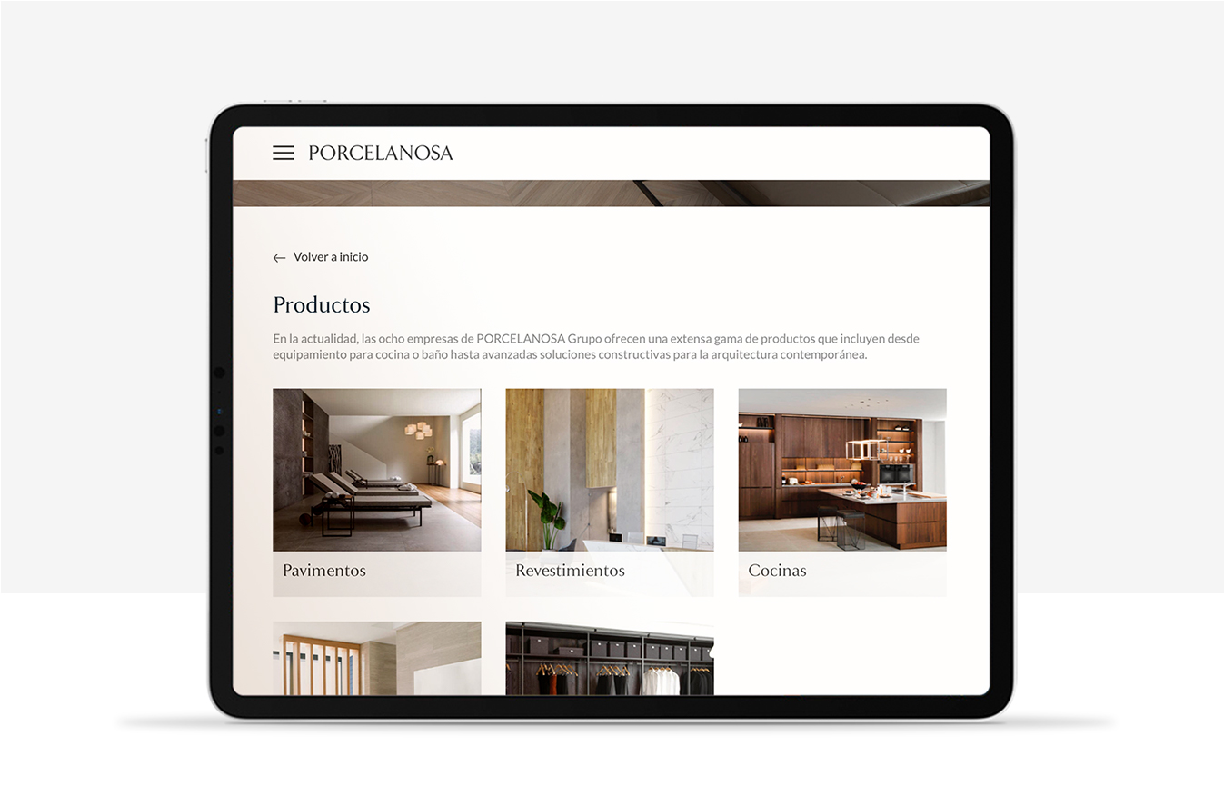Así es la nueva web de Porcelanosa Grupo