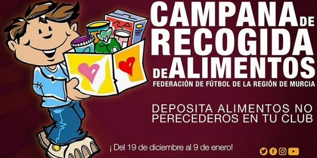 El fútbol murciano, a través de clubes y árbitros, recoge alimentos en Navidad