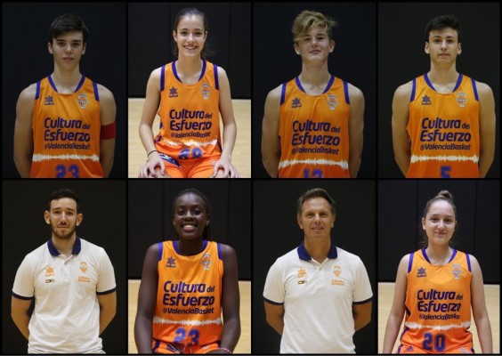 Ocho integrantes de L'Alqueria del Basket, con la selección 
española