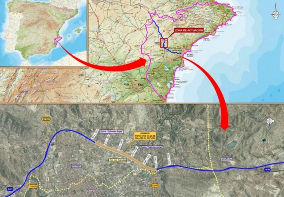 Fomento redacta el proyecto para
implantar medidas contra la
contaminación acústica en la A-31 en
Petrer