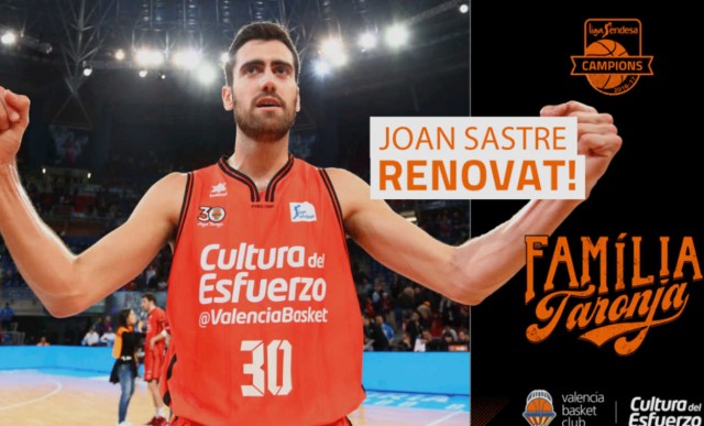  Joan Sastre renueva con el Valencia Basket hasta 2021