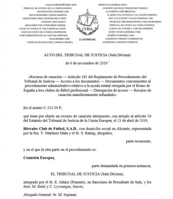 El TJUE rechaza que la Comisión Europea vulnerase el derecho de defensa del Hércules