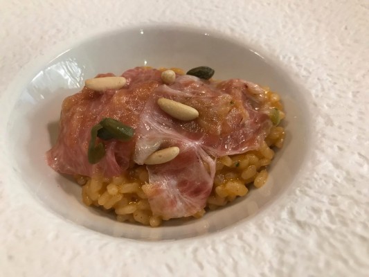 Arroz cremoso de pimiento y ventresca en Saiti