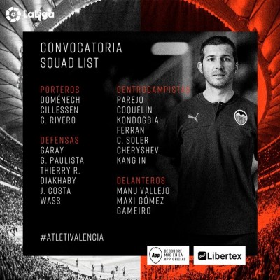 Carlos Soler vuelve a una lista sin Guedes y Rodrigo