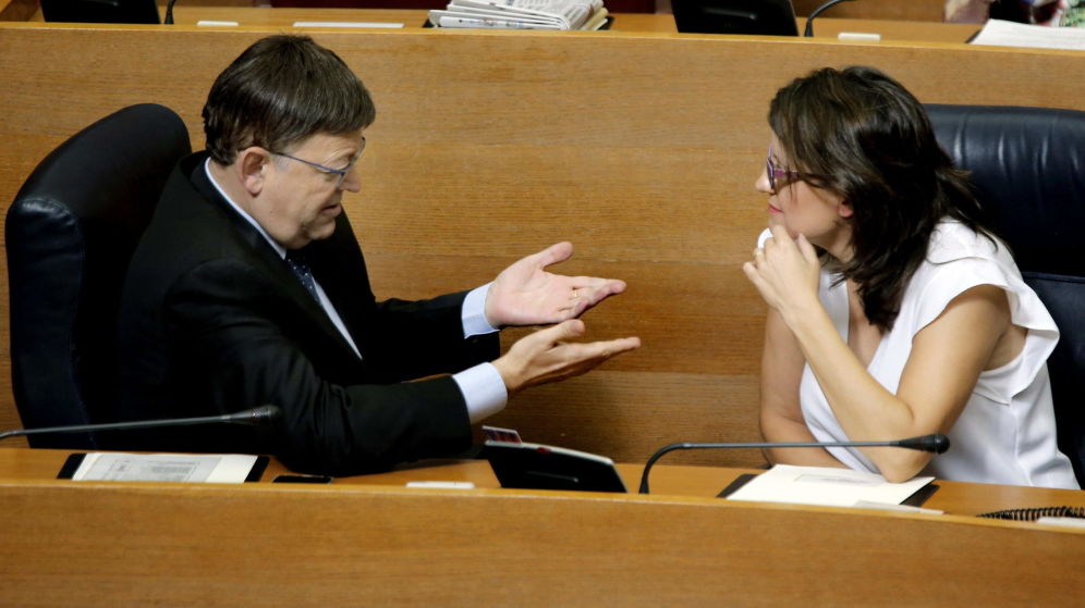 Puig y Oltra juntos en Les Corts. Foto: EFE - 