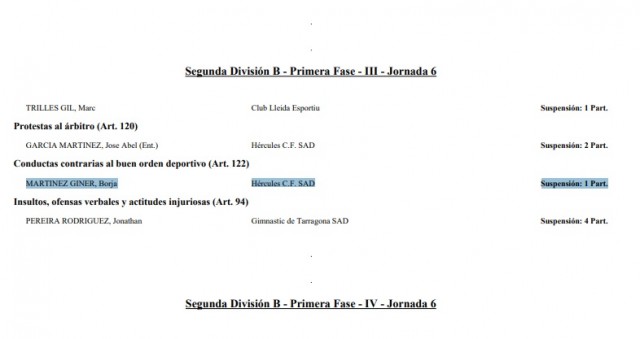 Competición suspende a Borja un solo partido