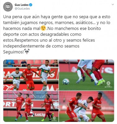 Gus Ledes, futbolista del Numancia, denuncia insultos racistas durante el partido ante el Elche