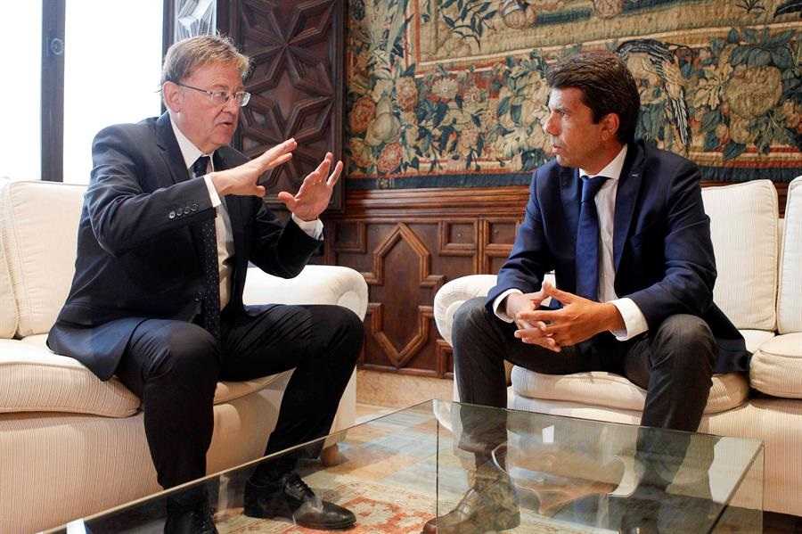 Puig y Mazón acuerdan crear una comisión para abordar el fondo municipal, mancomunidades y Servicios Sociales